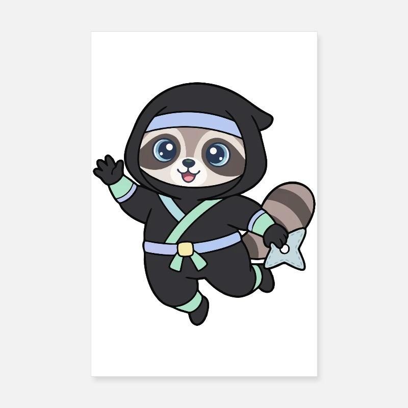 Ninja Waschbär im Ninja-Outfit Poster 20x30 cm