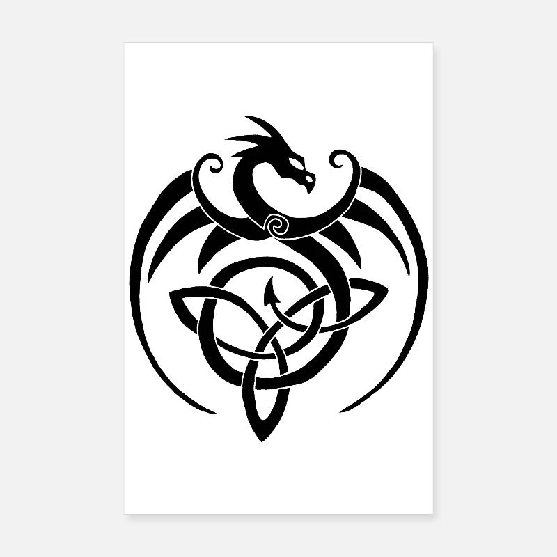 Dragon noir et symbole celte Poster 20 x 30 cm