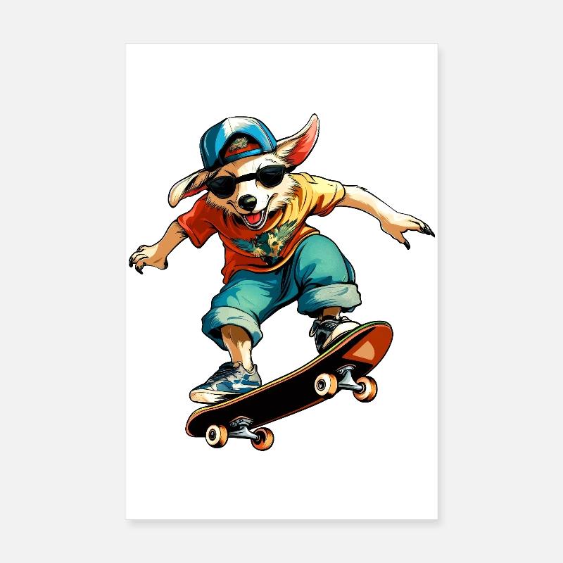 Australian Shepherd Skateboard - Hund Poster 20x30 cm