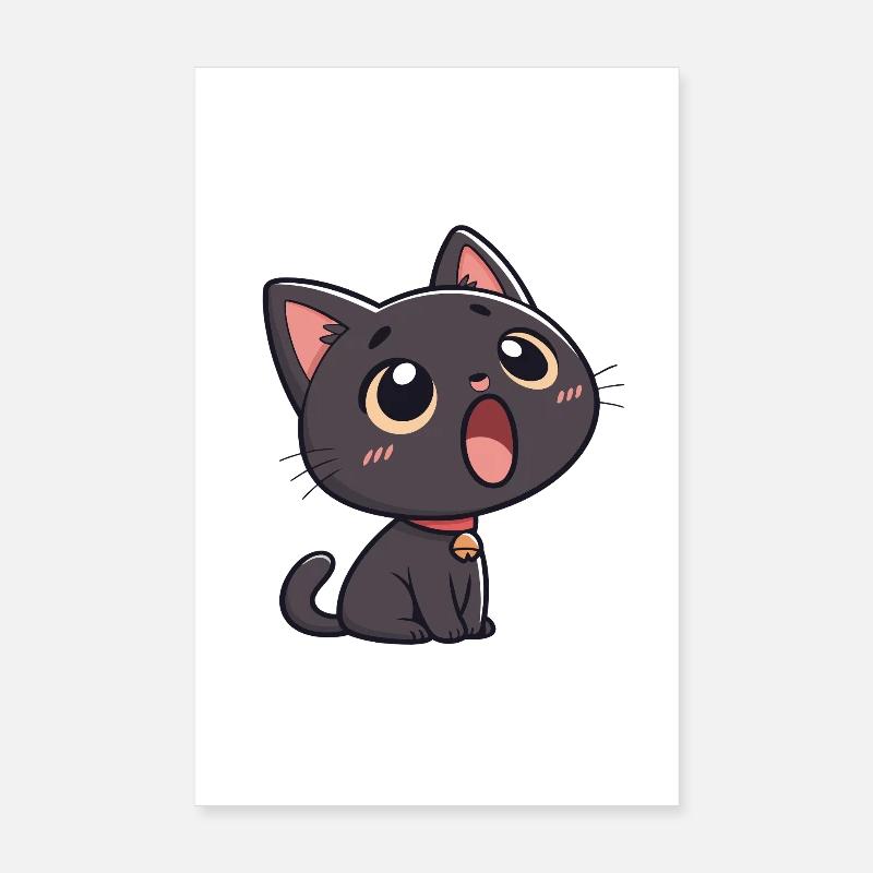 Schwarze Katze voller Ehrfurcht Poster 20x30 cm