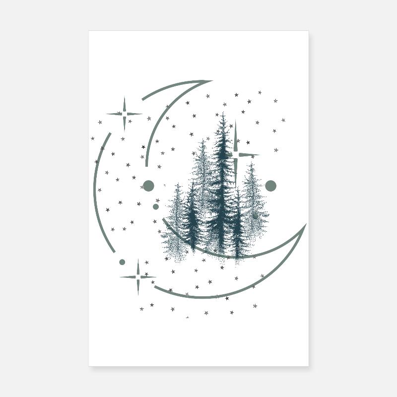 Nachthimmel über dem Wald Poster 20x30 cm