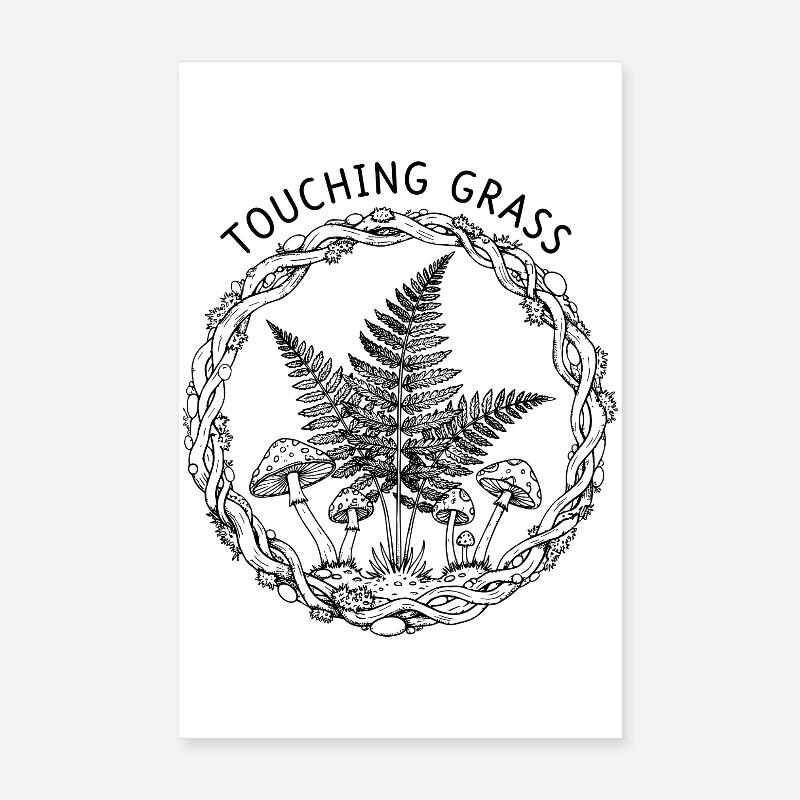 Toucher l’herbe Champignons naturels Poster 20 x 30 cm