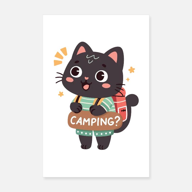 Buntes Camper-Kätzchen Poster 20x30 cm