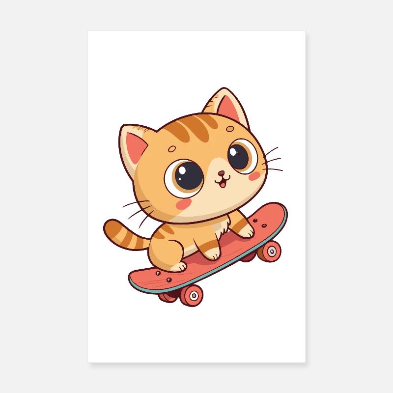 Kitten skate on a trendy board Poster 8" x 12" (20x30 cm)