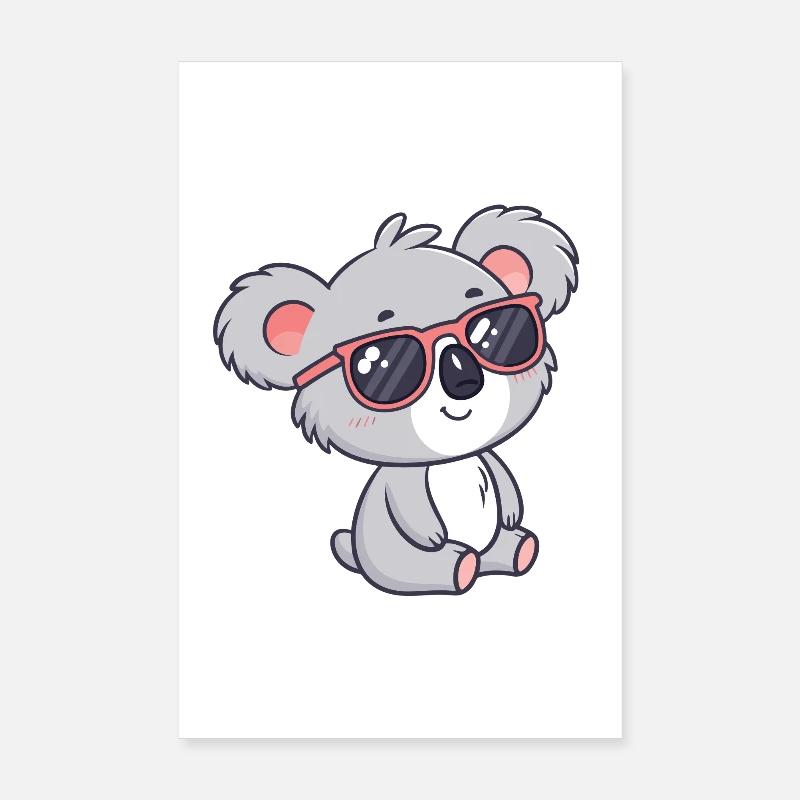 Koala Cool Lunettes Rose Poster 20 x 30 cm