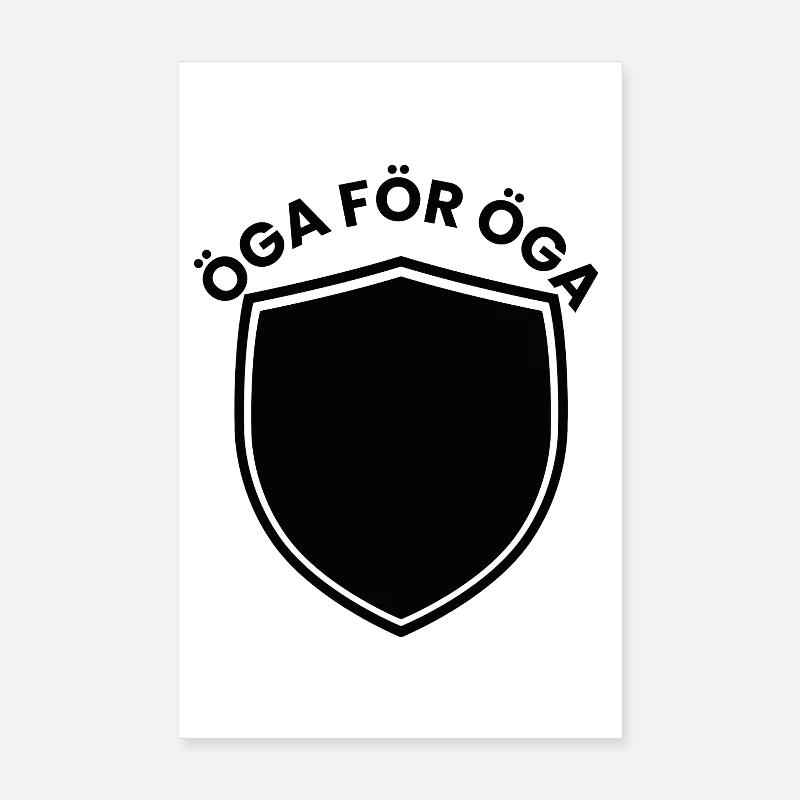 Un motif œil pour œil Shield en noir et blanc Poster 20 x 30 cm