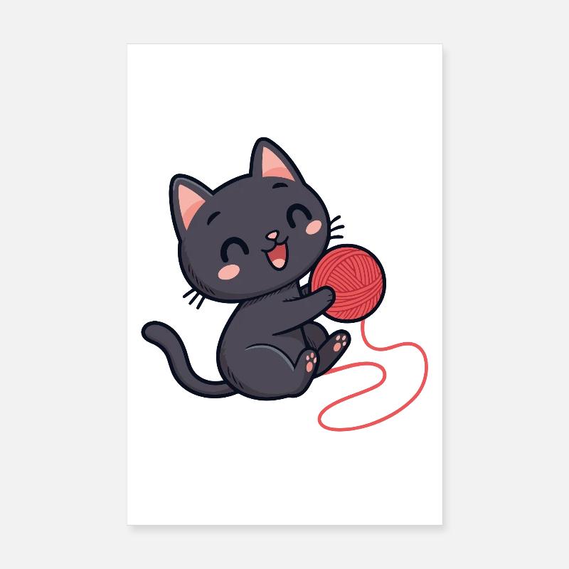 Red wool kitten soft pattern Poster 8" x 12" (20x30 cm)