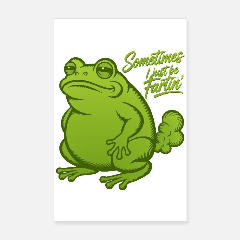 Parfois je pète juste - Crapaud grenouille qui pète - Poster 20 x 30 cm - blanc