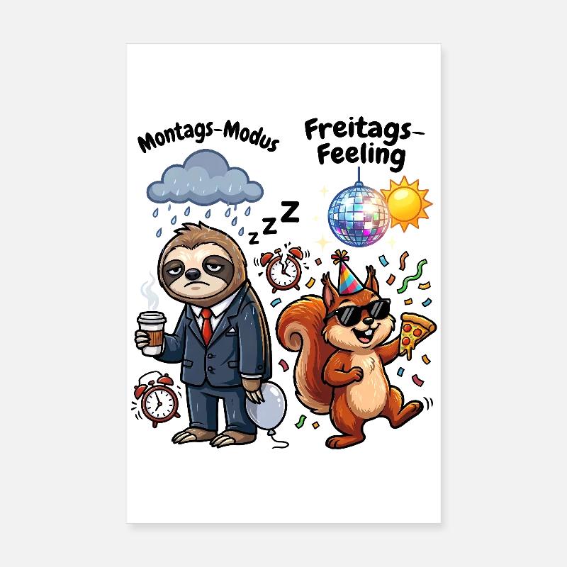 Montagsmodus vs Freitagsgefühl Poster 20x30 cm