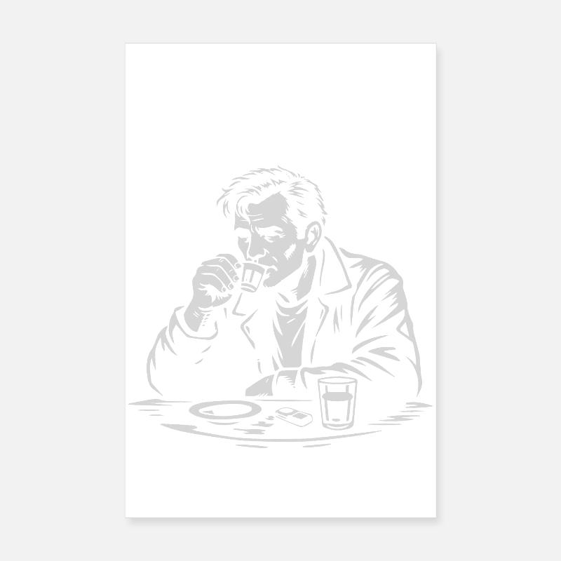Jack Kerouac drinking Espresso at the cafe Poster 8" x 12" (20x30 cm)