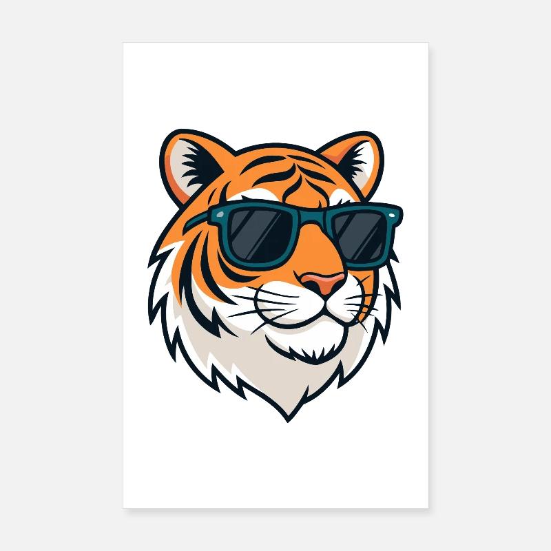 Tigre chic lunettes soleil Poster 20 x 30 cm
