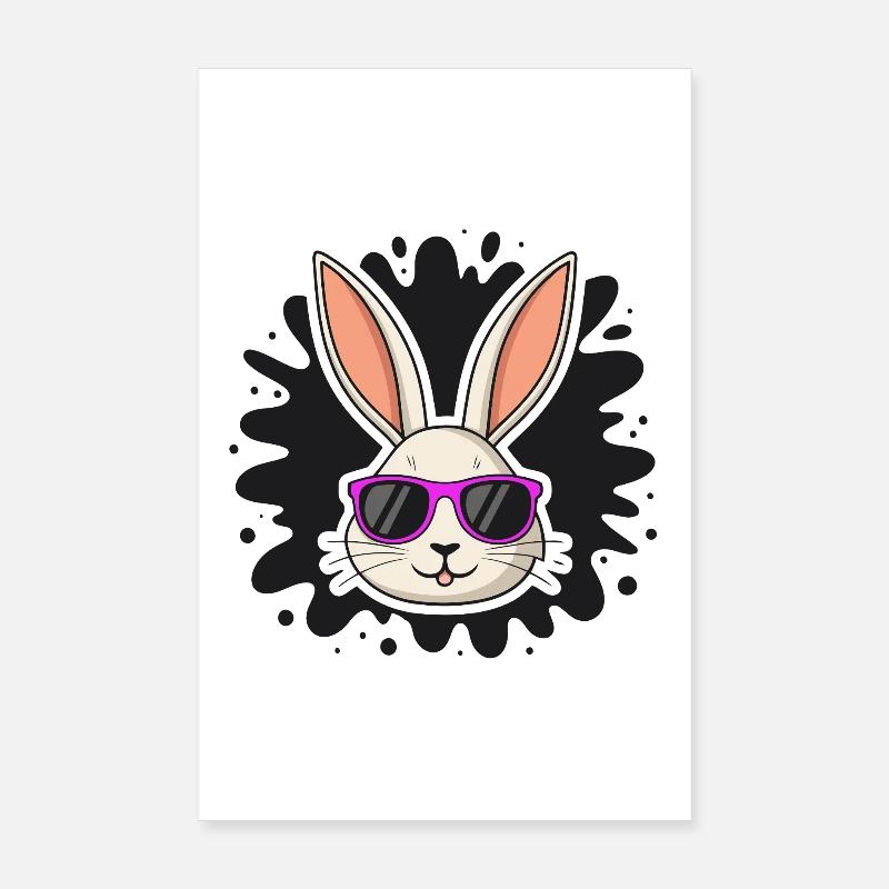Lapin chic lunettes violettes Poster 20 x 30 cm