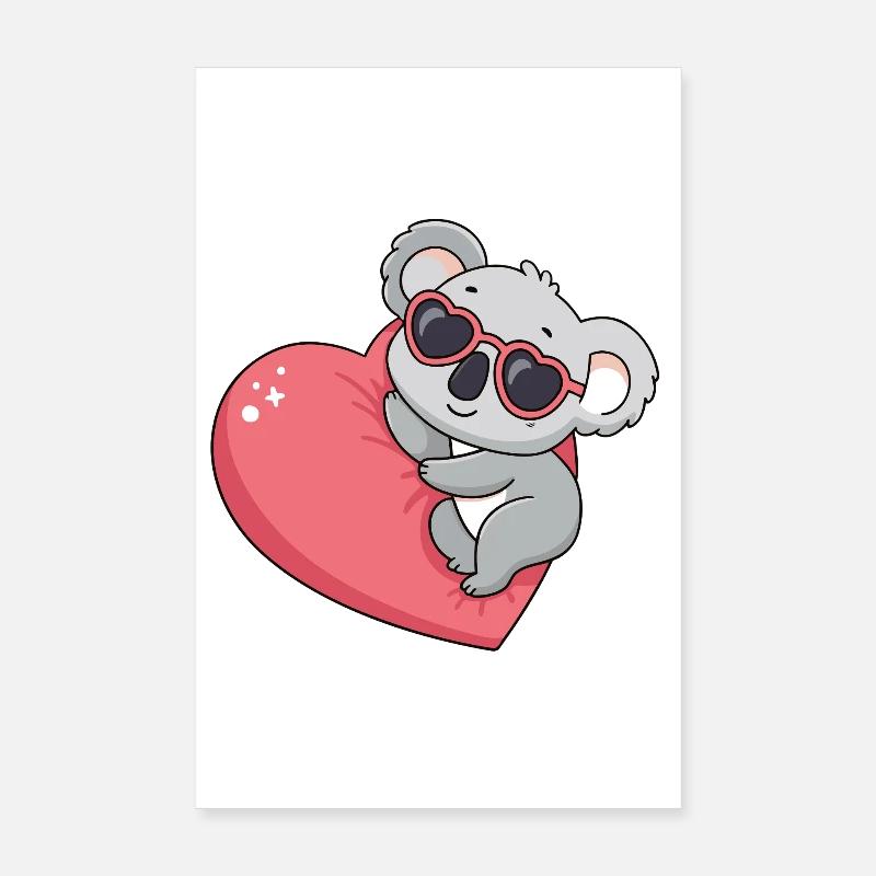 Koala-Herz-Gläser Kawaii Poster 20x30 cm