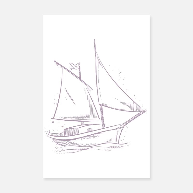 Silhouette d’aventure à voile : Marins élégants Poster 20 x 30 cm