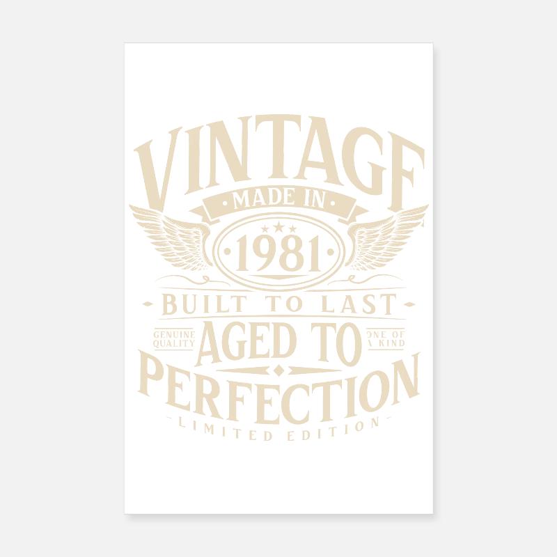 Cadeau rétro vintage d’anniversaire 1981 Poster 20 x 30 cm