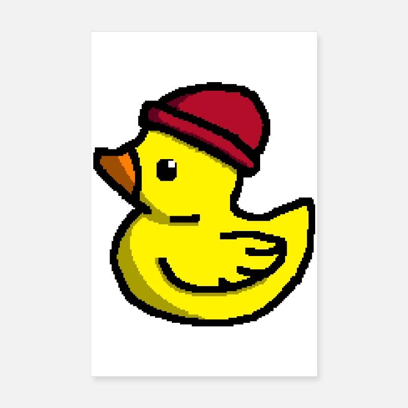 Mignon Pixel Duck en Tuque Rouge Poster 20 x 30 cm