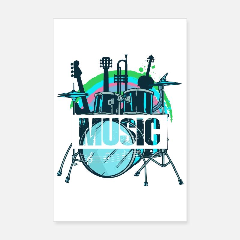 Vibrant Drum Set Splash Poster 8" x 12" (20x30 cm)