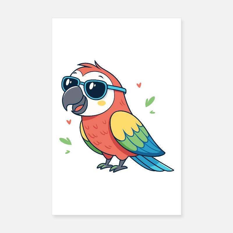 Farbenfroher Papagei mit Sonnenbrille Poster 20x30 cm