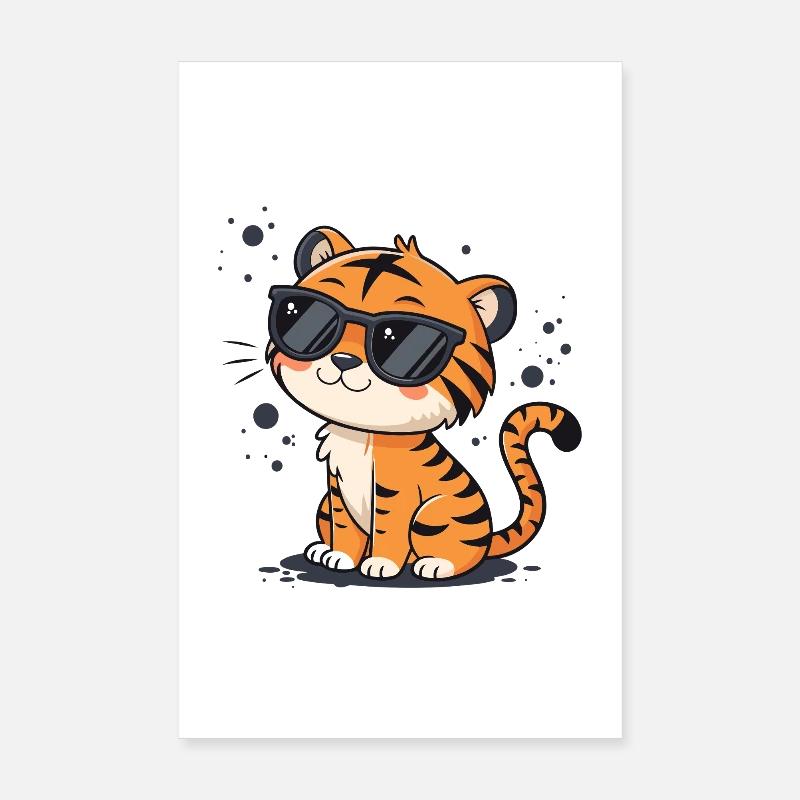 Tiger chic cartoon sunglasses Poster 8" x 12" (20x30 cm)