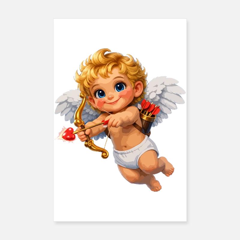 Amor mit Bogen-Liebesflamme Poster 20x30 cm