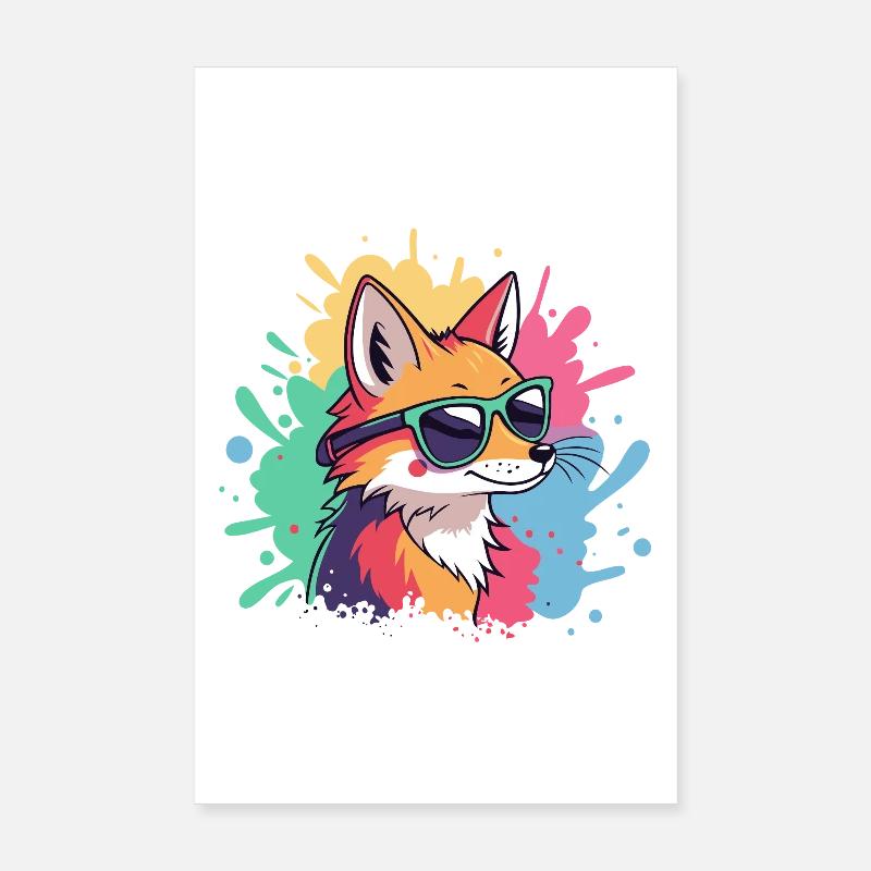 Fox Pop Art Bunte Brille Poster 20x30 cm