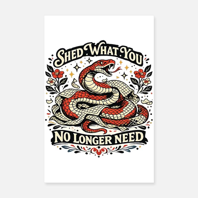 Shred What You No Longer Need Snake Artwork Poster 8" x 12" (20x30 cm)