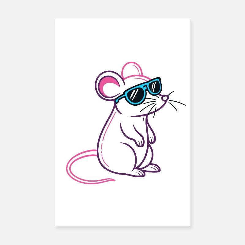 Maus Retro Blaue Brille Poster 20x30 cm