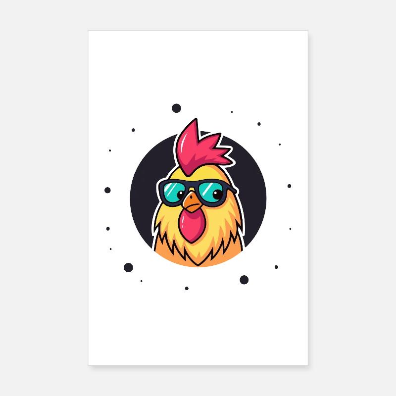 Poule chic lunettes soleil Poster 20 x 30 cm