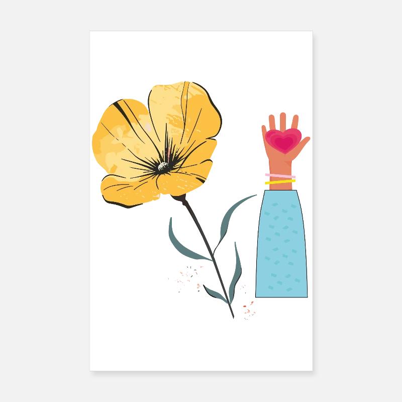 Blume Hand Herz  Poster 20x30 cm