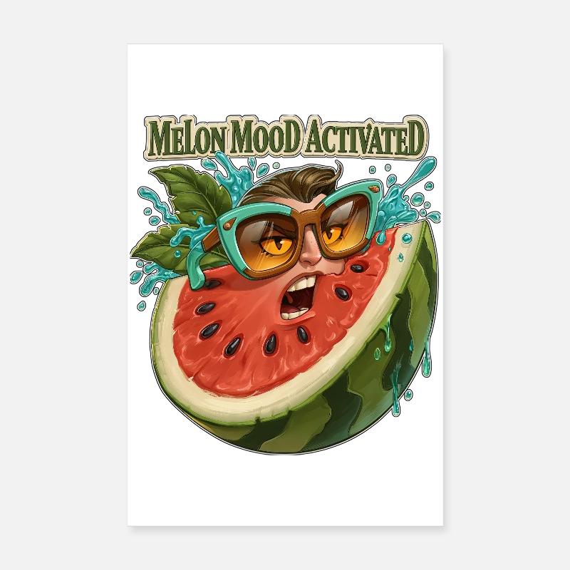 Visage drôle de pastèque activé par l’humeur de melon Poster 20 x 30 cm