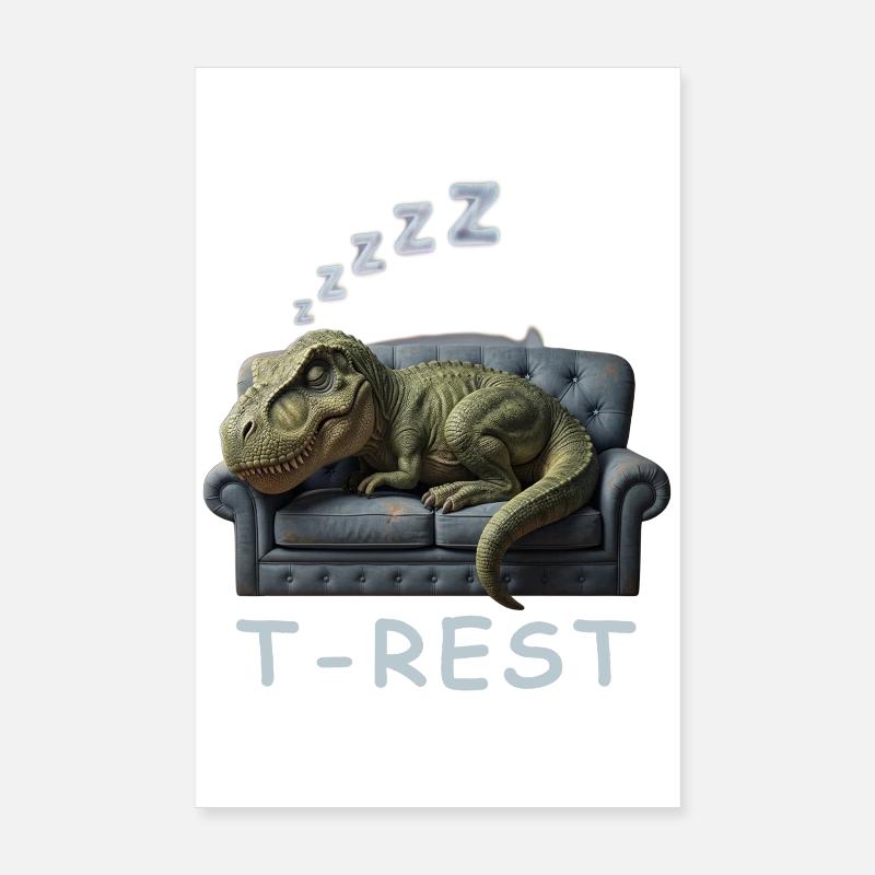 T-Rest Dino on Sofa Poster 8" x 12" (20x30 cm)