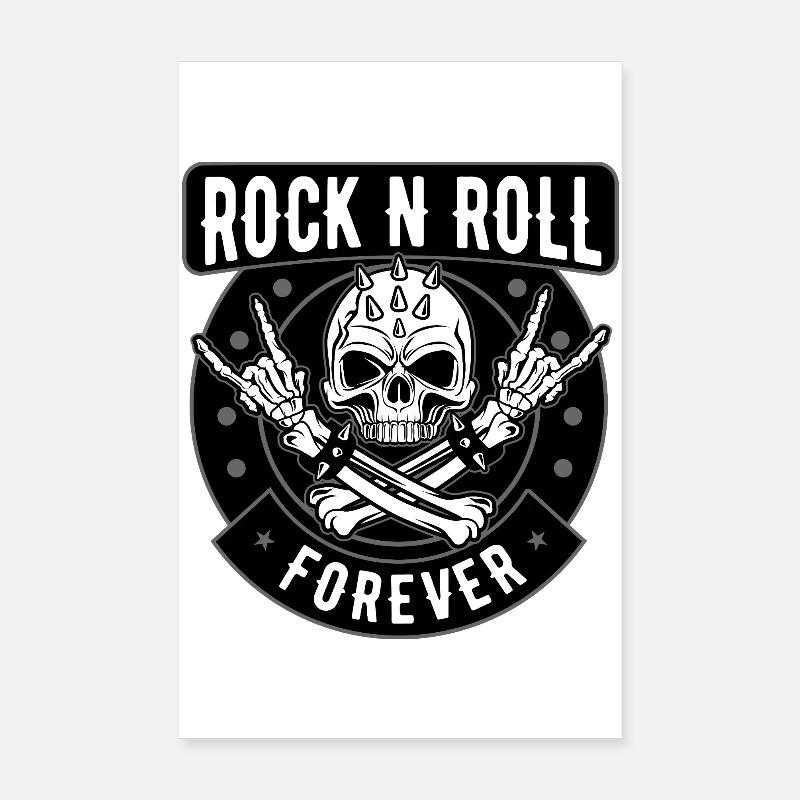 Rock N Roll Skull Crest Poster 8" x 12" (20x30 cm)