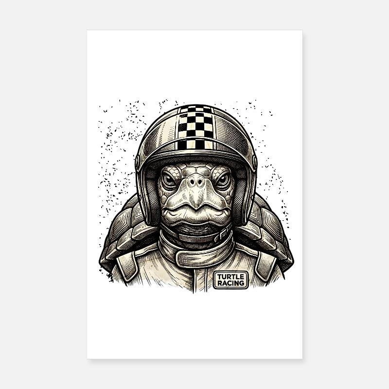 Tortue de course rapide dans un style de bande dessinée vintage Poster 20 x 30 cm
