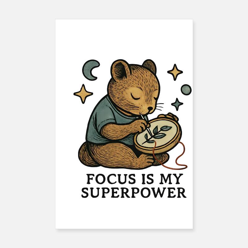 Focus: Superpower Bear Embroidery Poster 8" x 12" (20x30 cm)