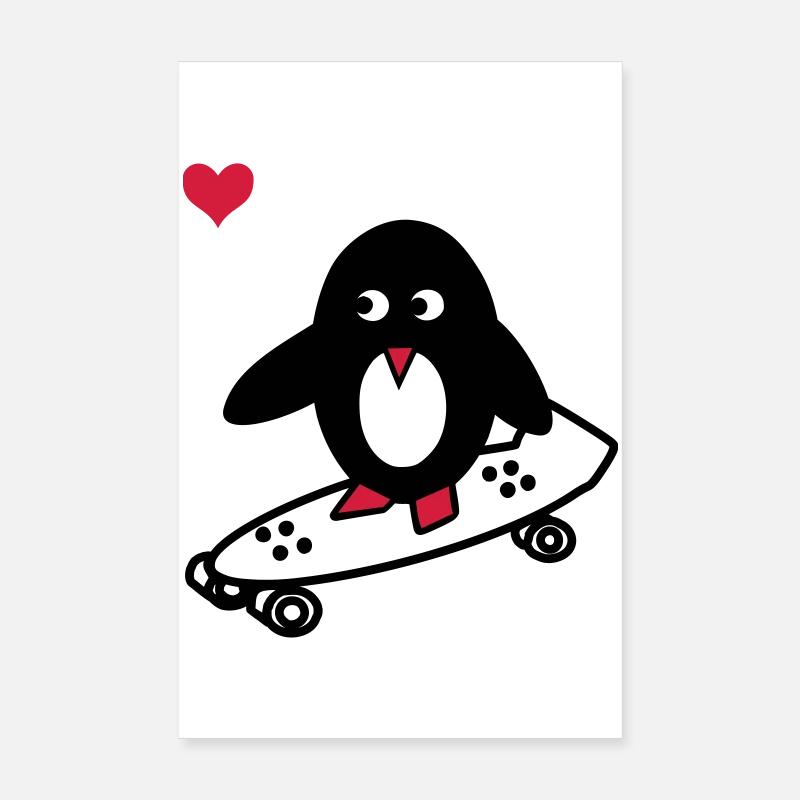 Skaterpinguin Poster 20x30 cm