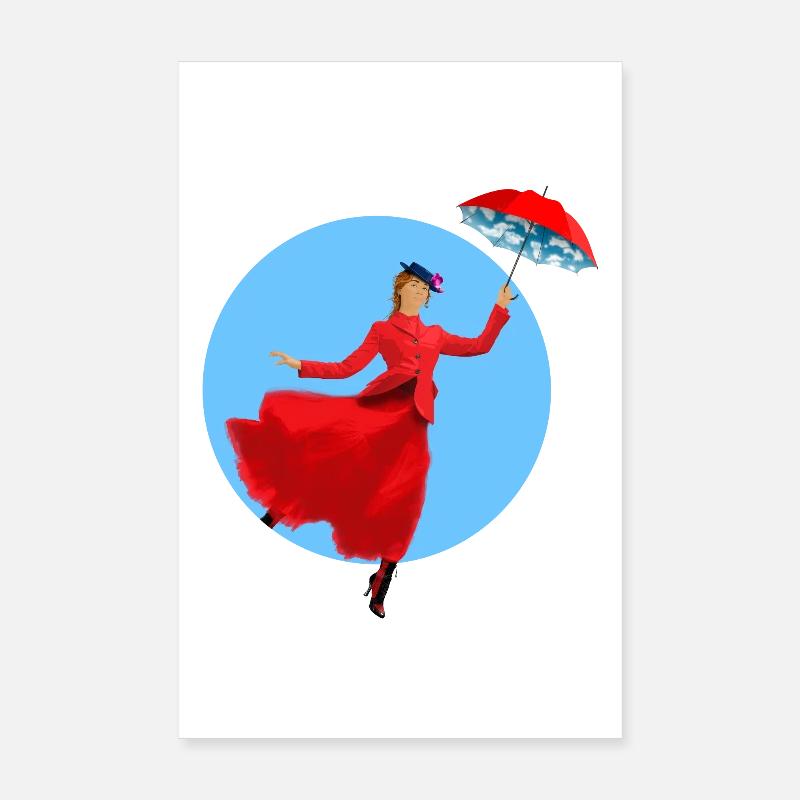 Rote Dame mit Regenschirm-Twist Poster 20x30 cm