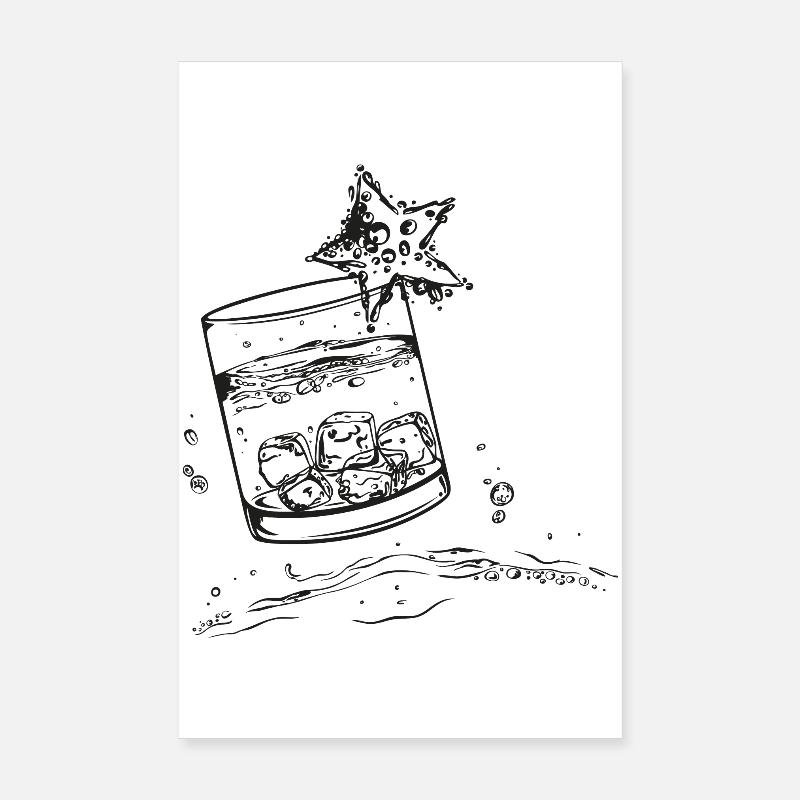 Drink Wasser Schnaps Eiswürfel Party Poster 20x30 cm