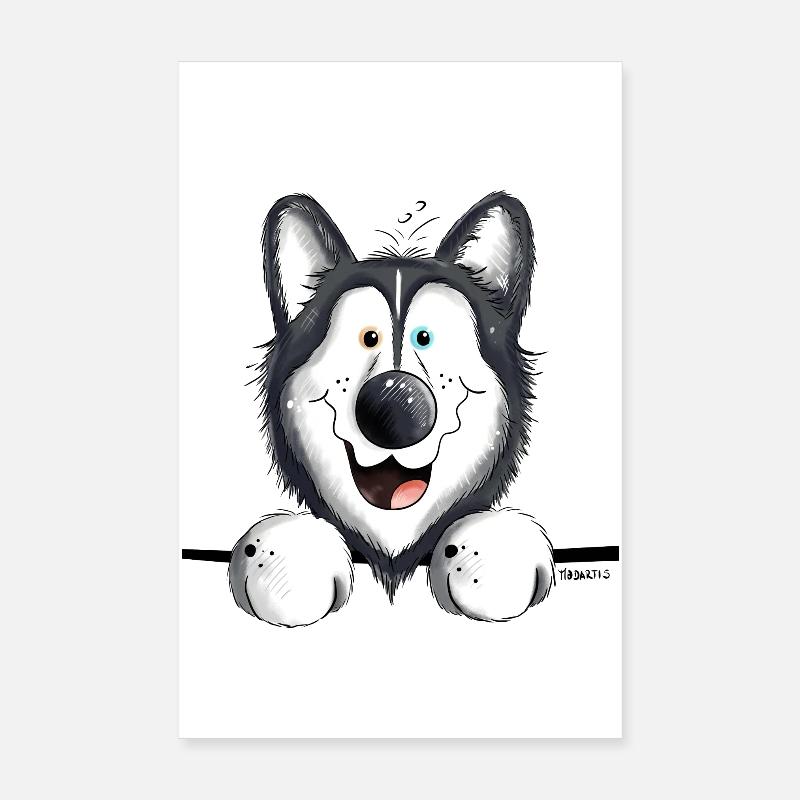 Neugieriger Husky Poster 20x30 cm