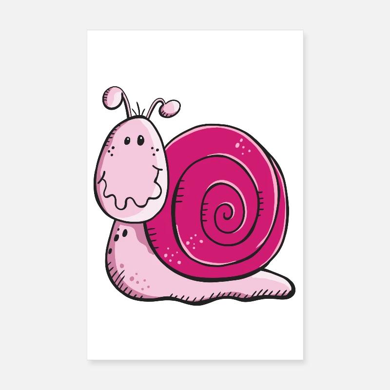 Cute Snail - Snails - Gift - Cartoon - Poster 8" x 12" (20x30 cm) - white