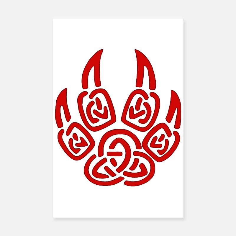 Red viking wolf claws Poster 8" x 12" (20x30 cm)