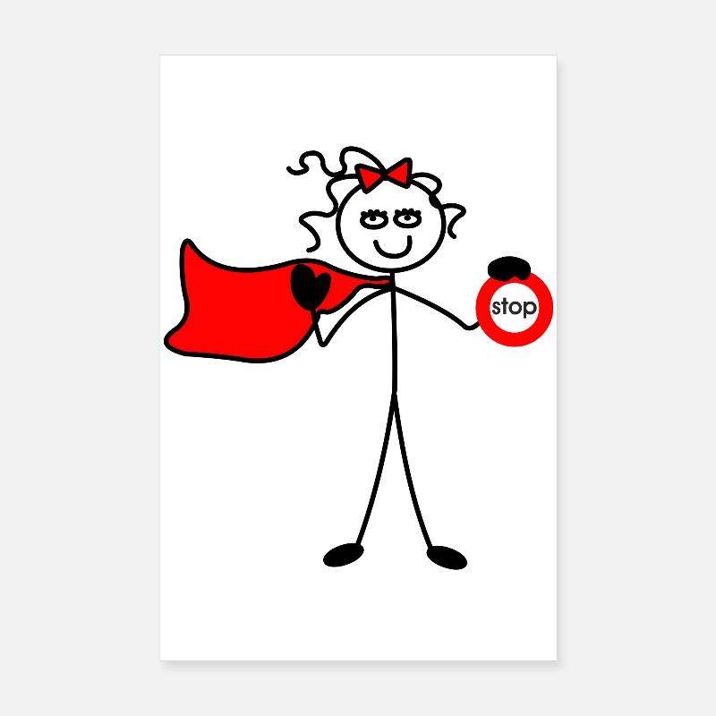 Frau mit rotem Umhang und Stoppschild Poster 20x30 cm
