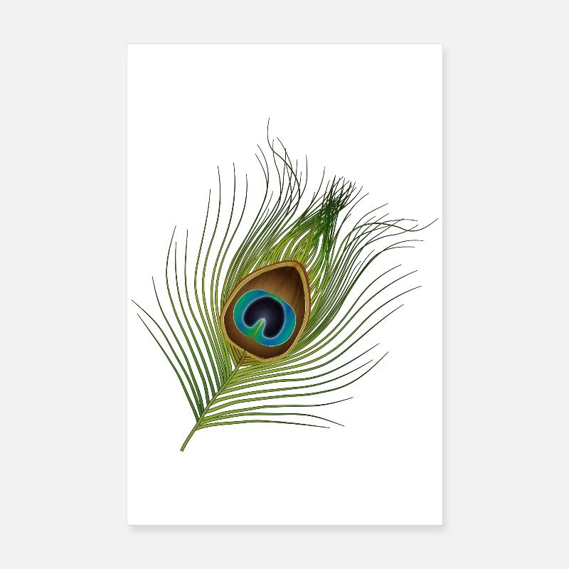 hand-drawn peacock feather Poster 8" x 12" (20x30 cm)
