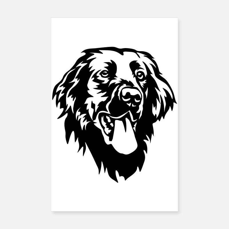 Flat-coated Retriever Head Poster 8" x 12" (20x30 cm)