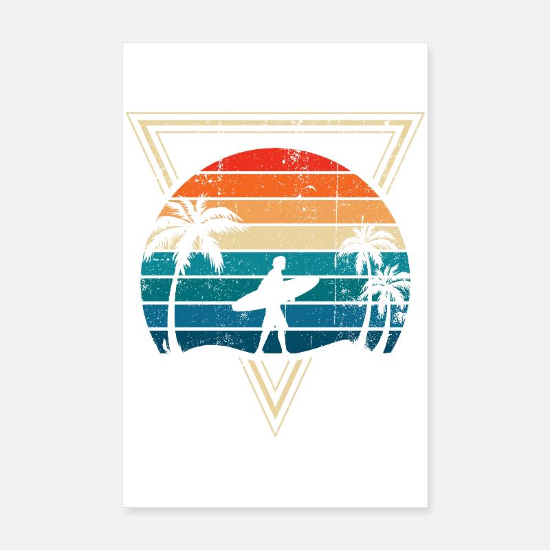 Sunset Surf und Palm Coast Poster 20x30 cm
