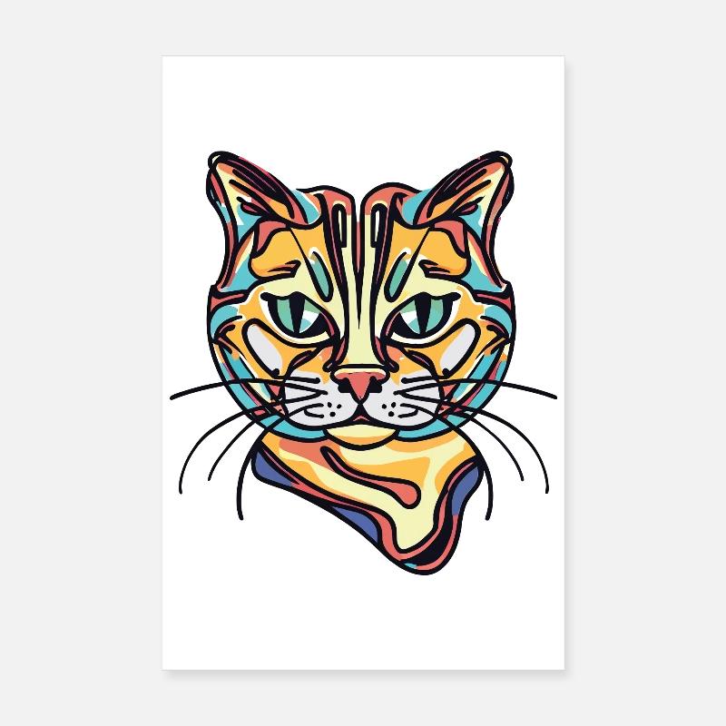 Chat coloré Poster 20 x 30 cm