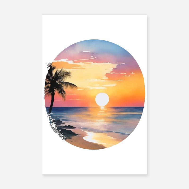 Coucher de soleil sur la plage Poster 20 x 30 cm