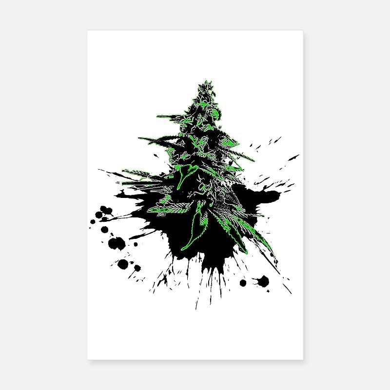 Fleur de cannabis Cannabis Néon Vert Clair Poster 20 x 30 cm