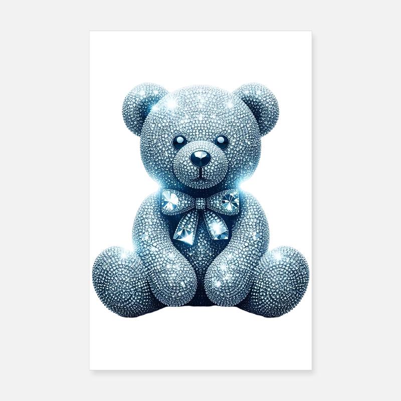 Crystal Bear Diamant Diamanten - Poster 20x30 cm - Weiß
