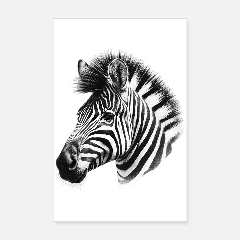 Zebra - Poster 20x30 cm - Weiß