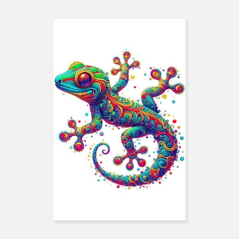 Gecko - Poster 20x30 cm - Weiß